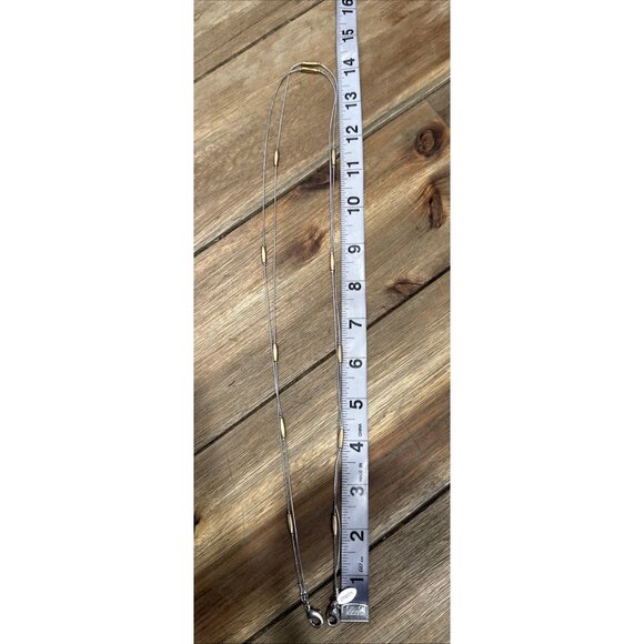 Chicos Silver Gold Tone Thin Beads 14" Long Layering Statement Necklace NEW - Picture 8 of 15